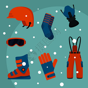 靴子收集冬季设备背景插画