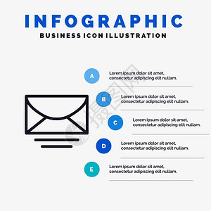 邮件信带有5步插图背景的全线标图片