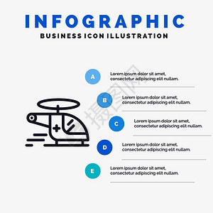 直升机医疗救护车带有5个步骤演示图背景的空中线标图片