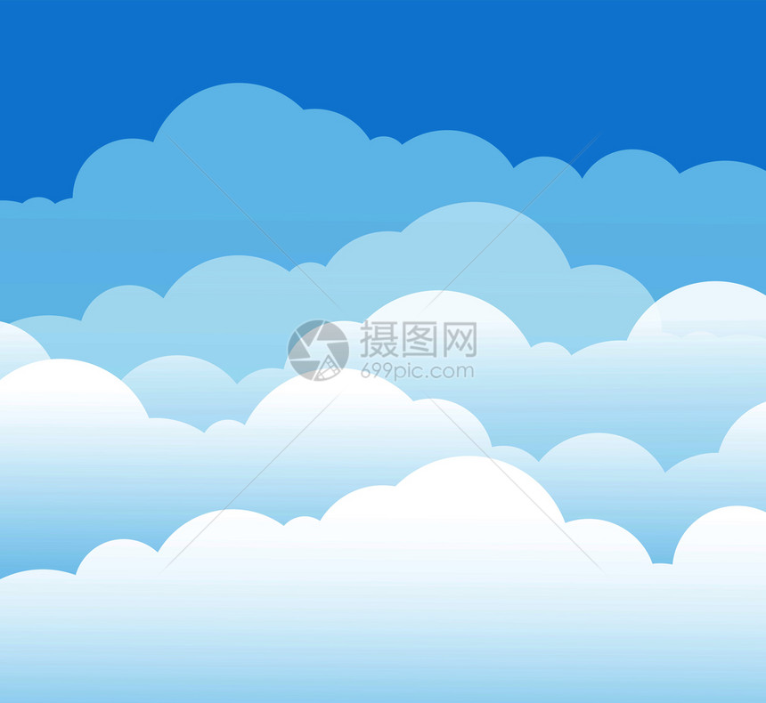 天空和云层的矢量卡通图图片