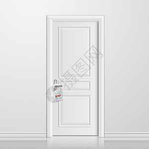 门挂模板白色入口门不打扰空白装插图矢量图设计图片