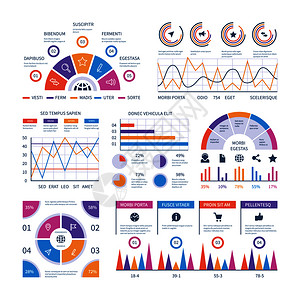 信息资料模板仪表条形财务图表派和线形矢量分析表解统计流程和表解派和线形表矢量分析解图片