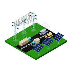 白色隔离生态电力传输高速公路等概念图图片