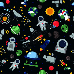 宇宙火箭和航天员元素卡通图背景图片