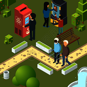 城市公园自动售货机图片