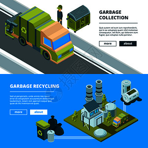 清洁城市环境垃圾焚烧炉车载概念图插画