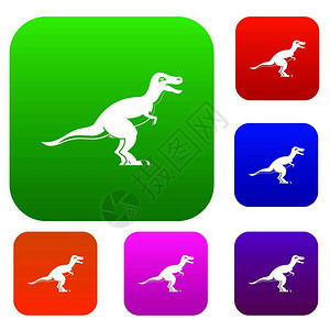收藏品唱矢量插图象罗波德恐龙组了颜色收藏图片
