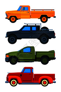 各种运输插图例如小卡车汽运输小货卡图片
