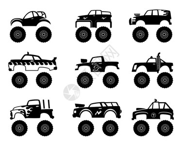 大轮胎汽车卡通玩具单色黑图图片