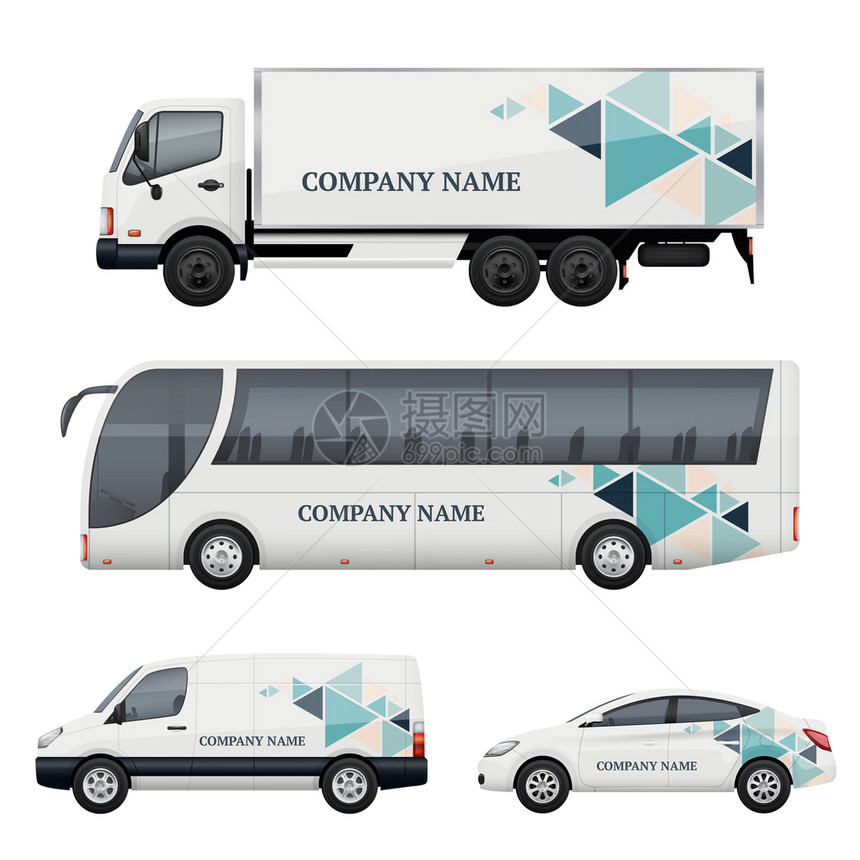 公共汽车和面包卡汽运输辆品牌交通广告公共汽车卡现实的病媒模型图片