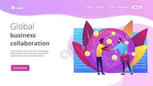 国际化图片国际商业全球协作国际团队精神概念网站主页登陆模板国际商业概念登陆网页插画