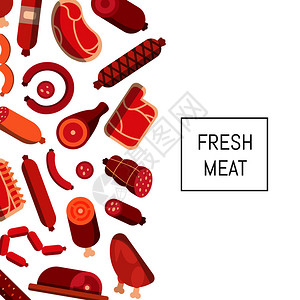 猪肉店素材肉类香肠插画插画