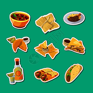 墨西哥食物卡通矢量插画图片