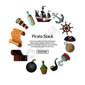 索马里海盗航海素材背景图标插画