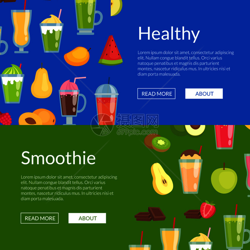 卡通水果饮料海报矢量元素图片