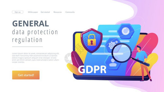 gdpr和网络安全保密数据库一般保护条例个人信息控制浏览器饼干许可概念网站插画