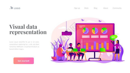 代表工作数字演示办公室在线会议视觉数据代表概念网站主页头登陆网模板数字演示登陆页面模板插画