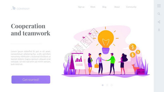 商业达成协议品牌管理公司协作伙伴关系和协议合作团队商业伙伴概念网站主页头登陆网模板伙伴关系着陆网页模板插画