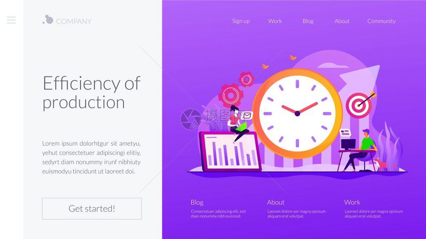 工作规划和日程安排提高生产率效资格概念网站主页头登陆网模板生产率着陆页面模板图片