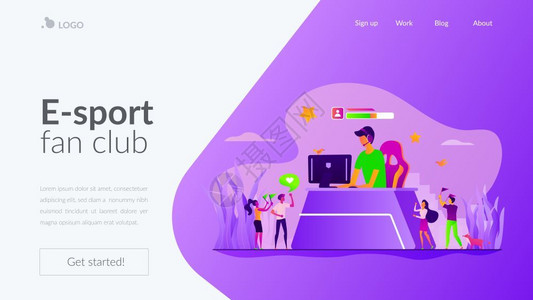 web网页注册登录界面视频博客游戏家从里现场电子体育粉丝计算机游戏粉丝电子体育俱乐部概念网页主头登陆网模板电子体育粉丝登陆页面模板插画