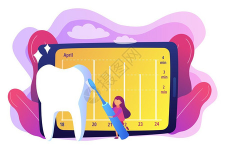 智能声波儿童牙刷儿童电动牙刷感应智能有关应用程序插画