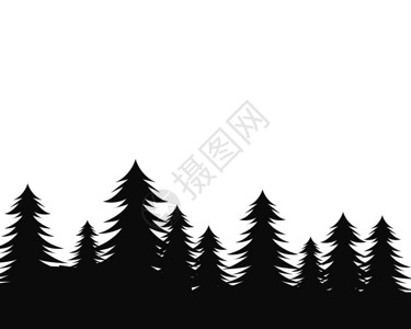 黑色森林松树矢量剪影设计图片