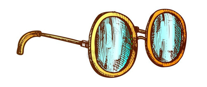 手绘复古金属眼镜元素图片
