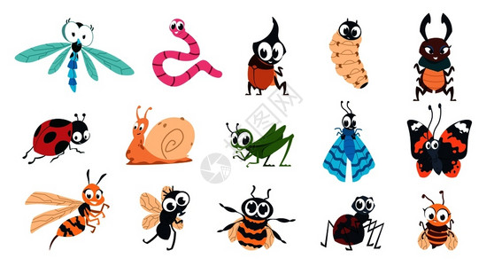 蜜蜂png卡通可爱昆虫蝴蝶大黄蜂蜘蛛矢量元素插画