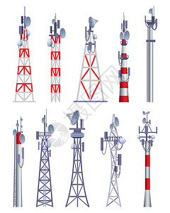 无线电塔移动广播tv无线电蚂蚁卫星以卡通风格制作矢量图象无线电通信塔图示卫星蚂蚁通讯塔手机广播tv无线电蚂蚁卫星以卡通风格制作矢量图象插画