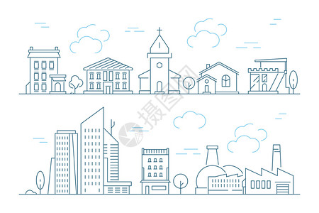 城市景观建筑插画图片