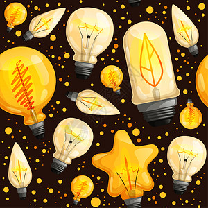 黄色灯泡光灯二极照纺织品设计项目光灯泡创新重复光电灯插图泡模式二极光照插画