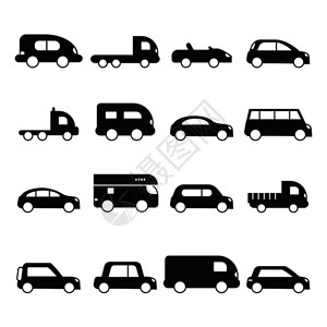 布里奥什小型运输卡车suv微型面包车黑色符号插画