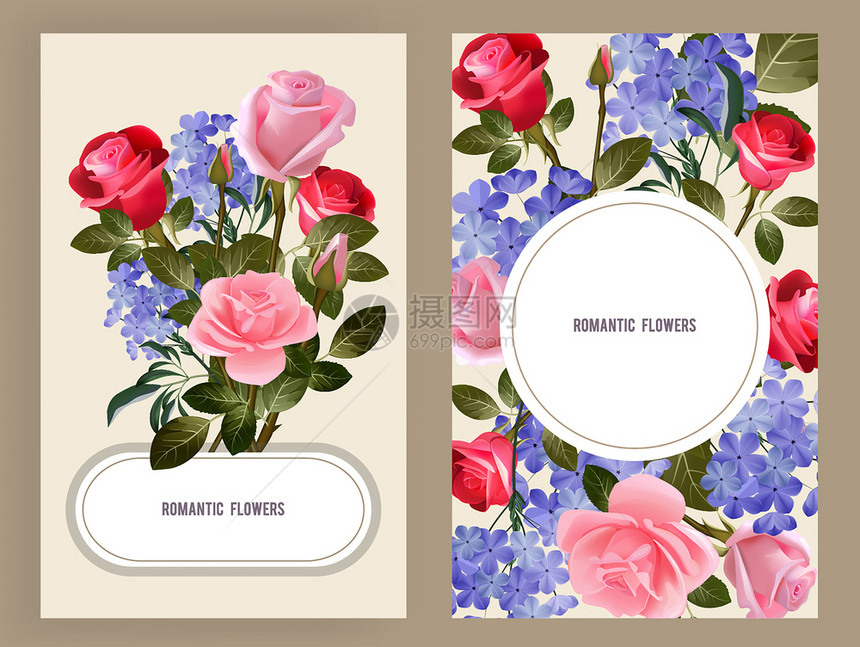 化妆品装饰玫瑰花朵卡片图片