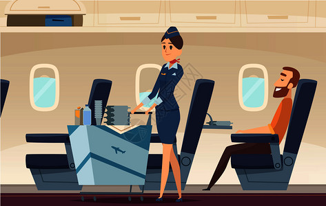 航空公司人员驾驶飞机矢量卡通图背景图片