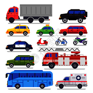 汽车消防汽车运输城市公路车消防和城镇运输图插画