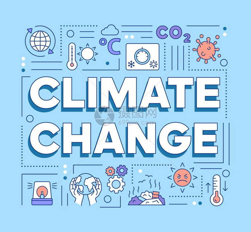 气候变化字词概念横幅演示文稿网站温室效应和全球升温图片