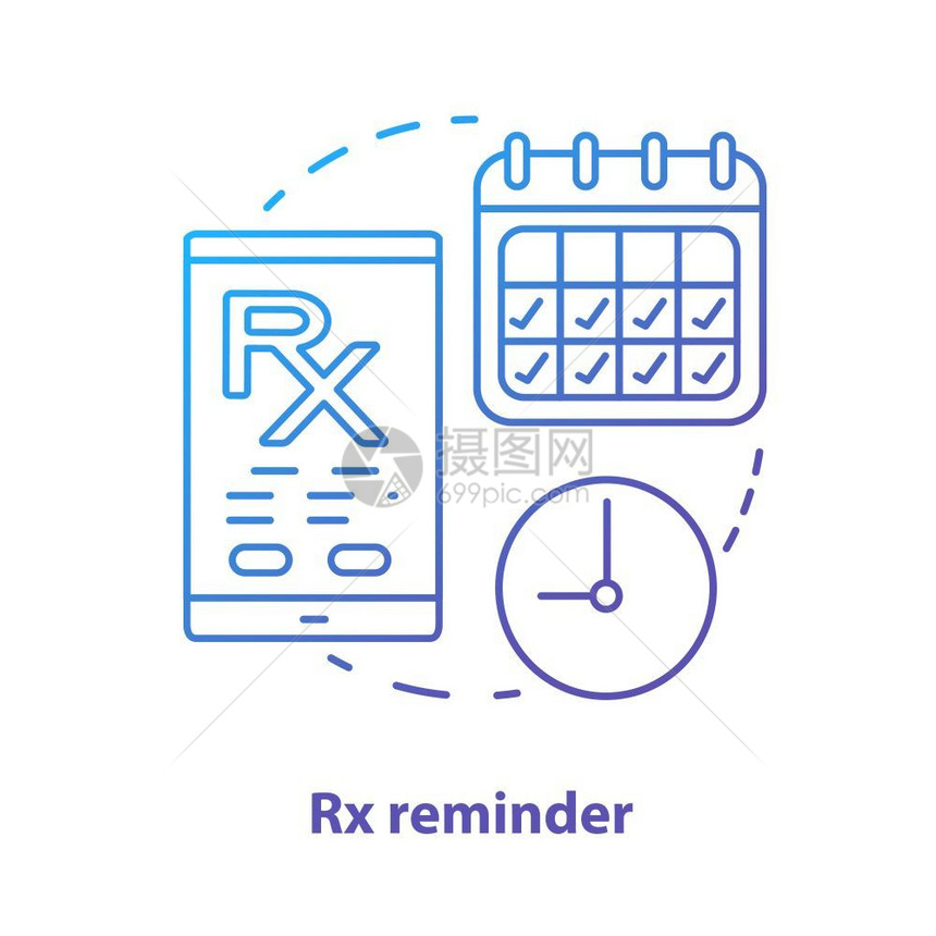 处方药预定警报智能电话医疗追踪器病媒孤立图示图片