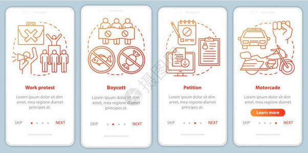 请愿书社会示范和抵制以线插图横穿网站步骤uxig智能手机界面概念插画