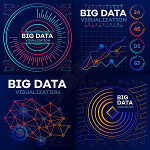 可视化横幅集用于网络设计的可视化矢量横幅集大纲可视化横幅集大纲样式图片