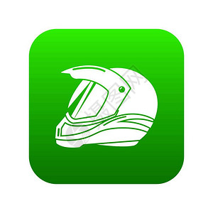 飞行头盔白色绿色背景白色摩托车头盔图插画