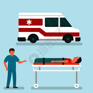 紧急疏散图救护车帮助概念横幅平式图插画