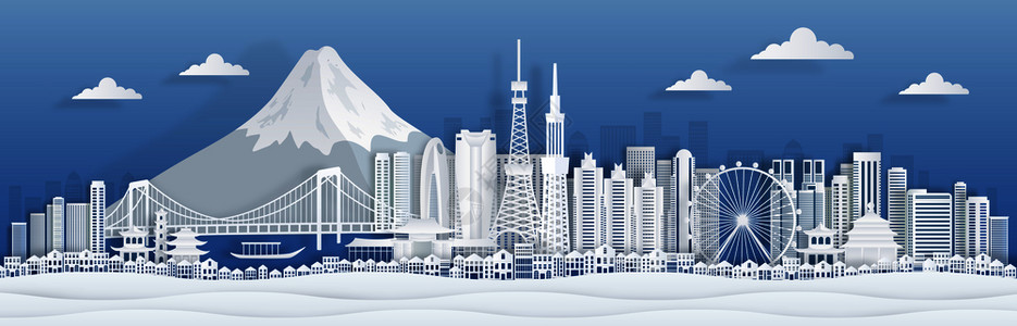 翟山纪念碑折叠贴纸式东京城市全景设计图片