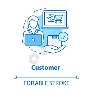 客户在互联网商店中选择和订购货物矢量孤立的大纲绘制可编辑中风图片