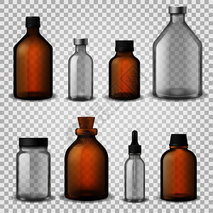空玻璃瓶棕色空容器药剂玻璃瓶插画