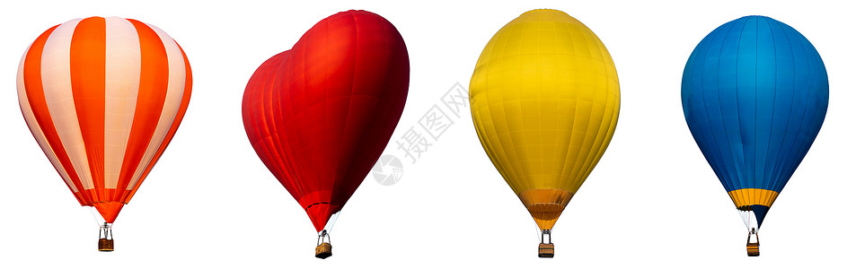 红色条纹热气球白色背景的热气球孤立照片背景