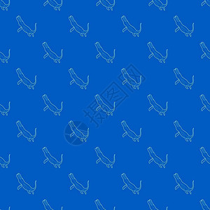 蓝色水下恐龙汽车模式矢量无缝图图片