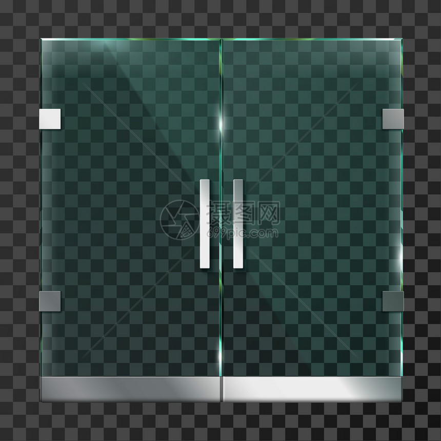 双玻璃门透明插画图片