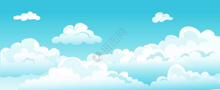 卡通蓝天白云矢量背景图片