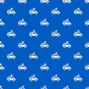 汽车 特斯拉现代电动汽车模式矢量蓝色重复图插画