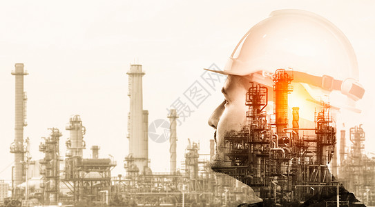 工厂维修工人石油天然气和化炼油厂其双重接触艺术展示出下一代的电力和能源业务设计图片